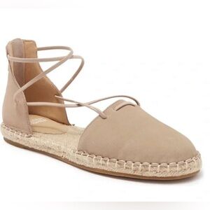 EILEEN FISHER Sz 7 Suede Sandals Zipper Back Elastic Lace Ballet Espadrille